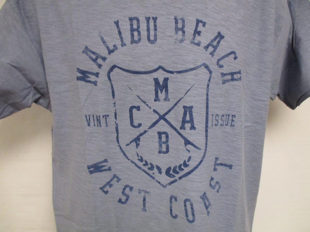 New Malibu Beach CA California Mens Size L Large Blue Shirt