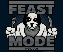 Feast Mode Big Dogs Tee Shirt Large XLarge 4X 5X Navy Blue Thanksgiving New