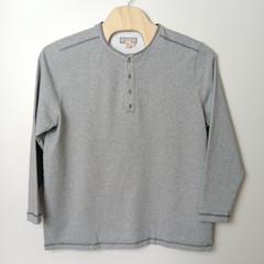 Carbon2Cobalt Mens XXLT Gray Long Sleeve Heavyweight Cotton Henley Shirt Tall