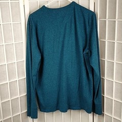 **Merona Men’s Long Sleeve Henley Shirt Aqua Heathered – Large