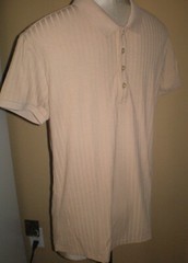 NITAGUT Mens TAN * BEIGE Casual Short Sleeve Collared Ribbed Knit POLO Shirt S