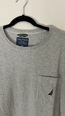 Nautica Deck T-Shirt Mens XXL Heather Gray Active Stretch Pocket Crewneck Tee