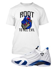 Mens Retro Air J14 Sneaker Tee Shirt Root of All Evil Tshirt Graphic T