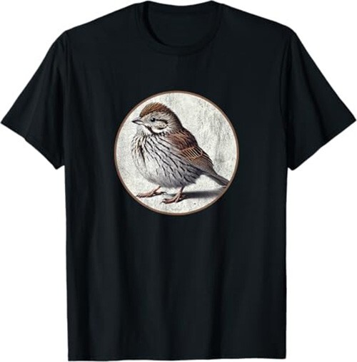 Song Sparrow T-Shirt Retro Bird Tee Design 10 Colors by Bird.Fan