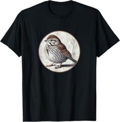 Song Sparrow T-Shirt Retro Bird Tee Design 10 Colors by Bird.Fan