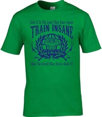 Motivational T-Shirt Gym Exercise Train Insane Keep Fit Work Out Muscle Man