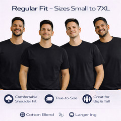 BILLIONHATS 6 Pack Mens Bulk Big Tall Short Sleeve Cotton Lightweight T-Shirt -L