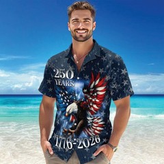 America 250th Anniversary Hawaiian Shirt, 250 Years Of Freedom Button Shirt