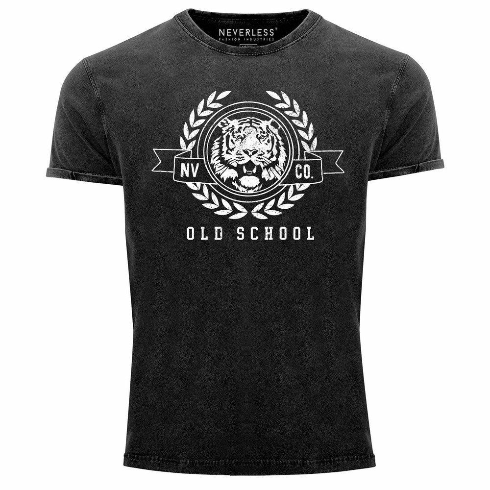 Men’s vintage shirt lettering old school print tiger print print shirt