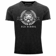 Men’s vintage shirt lettering old school print tiger print print shirt