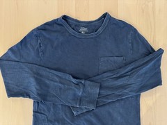 J Crew Men Slim Long Sleeve Garment Dyed Pocket Navy Shirt Small S