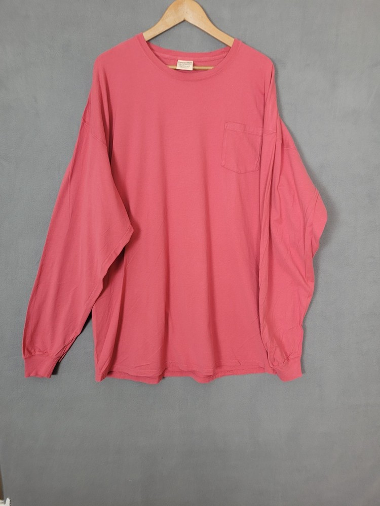 Hanes ComfortWash Garment Dyed Long Sleeve T-Shirt Front Pocket 3XL