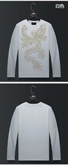Fashion Dragon Trend Rhinestone Long Sleeve Luxury Men T-Shirt Plus Size 6XL