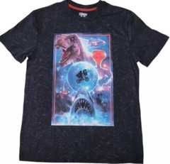 Adult Universal Studio Jaws ET Back To Future Jurassic Park Black T Shirt Small