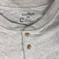 Carhartt Mens Henley T-Shirt 2XL Short Sleeve Pocket Gray Casual Workwear Top