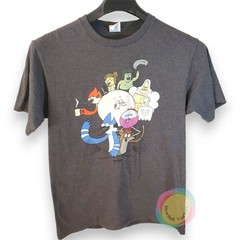 Regular Show T-Shirt Medium Heather Gray Port & Company Cartoon Network Graphic