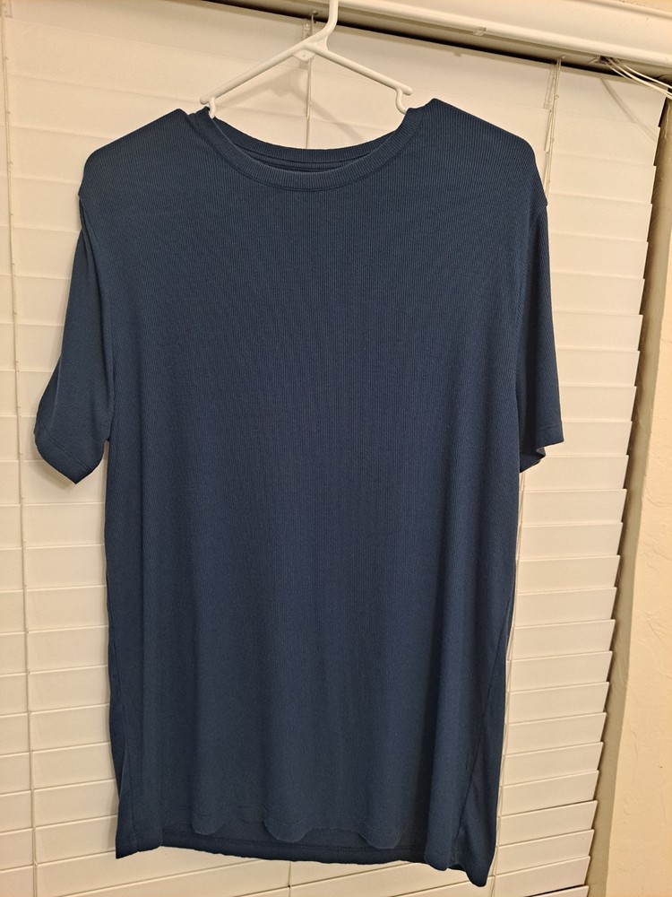 Tommy John Men’s Medium Ribbed Crewneck Tee In Blue Comfort Lounge Basics Casual