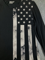 ASOS Men’s Size XL Black Flag Stars Long Zip Cuff Sleeve Cotton Stretch T-Shirt