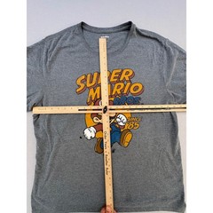 Super Mario Bros Graphic Tee Mens XXL Gray Heathered Retro Nintendo T-Shirt