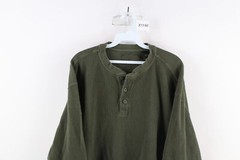 Vtg 90s Streetwear Mens L Faded Heavyweight Thermal Waffle Knit Henley T-Shirt