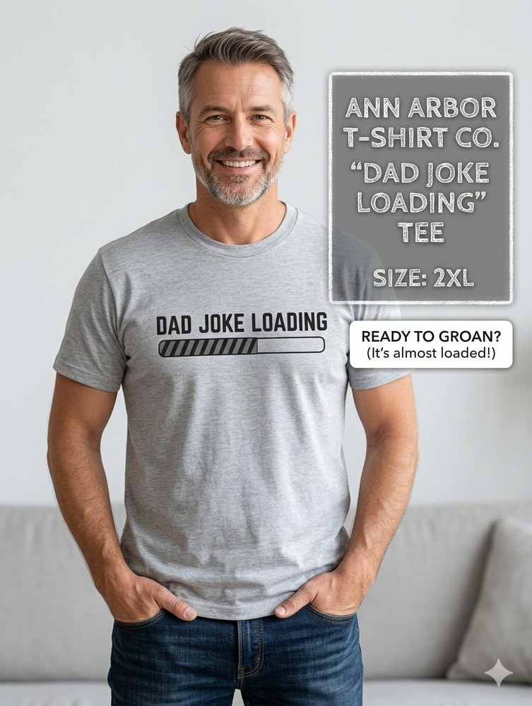 Ann Arbor T-Shirt Co. “Dad Joke Loading” Graphic Tee Men’s 2XL Heather Gray EUC