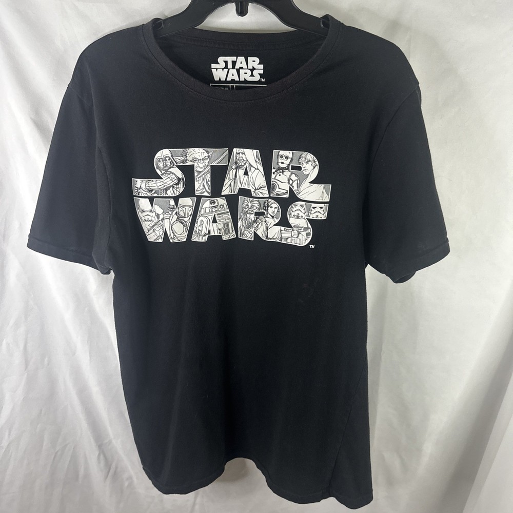 Mens C-life Group sz. L Black STARS WARS Graphic Tee STAINS DISCOUNT