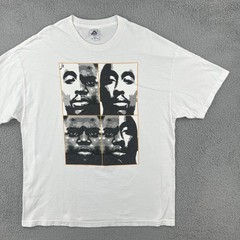 Vtg Alstyle Y2K Mens 2XL White T Shirt Tupac Notorious BIG Portrait Art Rap Tee