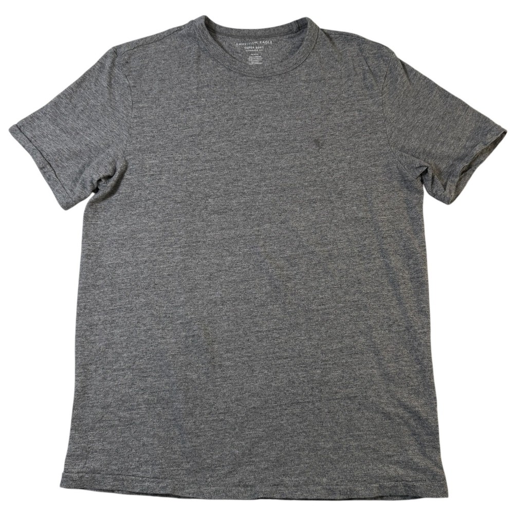 American Eagle Super Soft Icon Standard Fit Gray Heather Cotton T-Shirt Medium