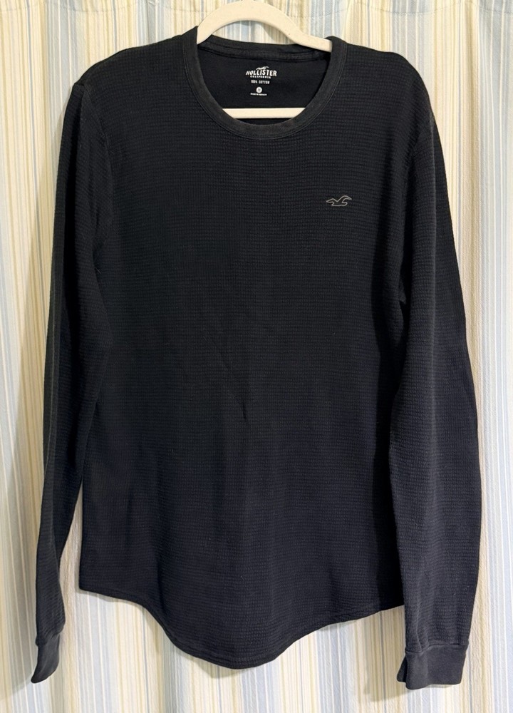 Hollister Men’s LS Waffle Knit Thermal Navy Blue Shirt – SZ/M