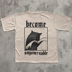 Become Ungovernable Cat Biting Hand Funny Graphic T-Shirt Unisex