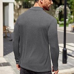 Men Long Sleeve T-shirt High Neck Jumper Undershirt Mock Neck Tops Pullover Slim