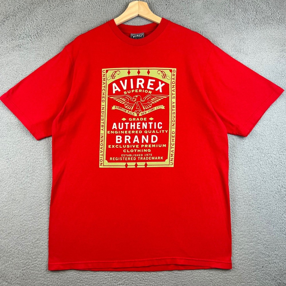 Avirex Mens Superior Grade Authentic Graphic T-Shirt Red Size M Warrior Pack NYC