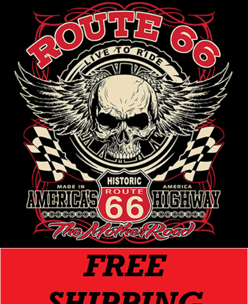 BIKER T-SHIRT-ROUTE 66-LIVE TO RIDE-AMERICA’S HIGHWAY