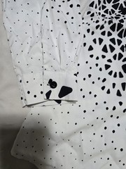 Men’s XL Black White Abstract Pattern Button Front Shirt Long Sleeve Collared