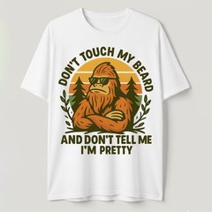 Don’t Touch My Beard Bigfoot T-Shirt Funny Sasquatch Sunglasses Retro Tee S-5XL