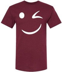 Winking Smiley Face Printed T-Shirt Funny Cute Wink Smiley Graphic Tee