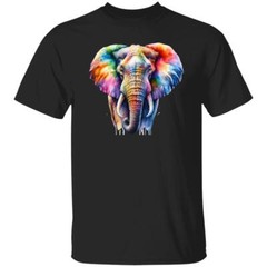 Artistic Elephant Color Splash Unisex T-shirt Black Navy Dark Heather