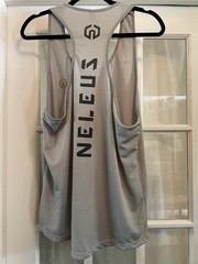 NELEUS Men’s LARGE Gray Dry Fit Logo Muscle Mesh Gym Workout Exercise Tank Top!
