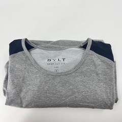 BYLT Basics Men XL Drop Cut Lux Shirt Heather Grey Navy Raglan Athletic NWT