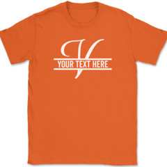 Letter V Monogram Your Text Here Custom T-Shirt Personalized Family Gift Tee