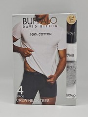 BUFFALO D BITTON 4 PK Men M L XL Cotton Crew Neck Logo T Shirt Black Gray White