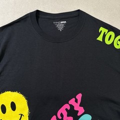 Men’s Graphic T-Shirt Medium Black Neon Smiley Face Unity Rave Streetwear NWOT