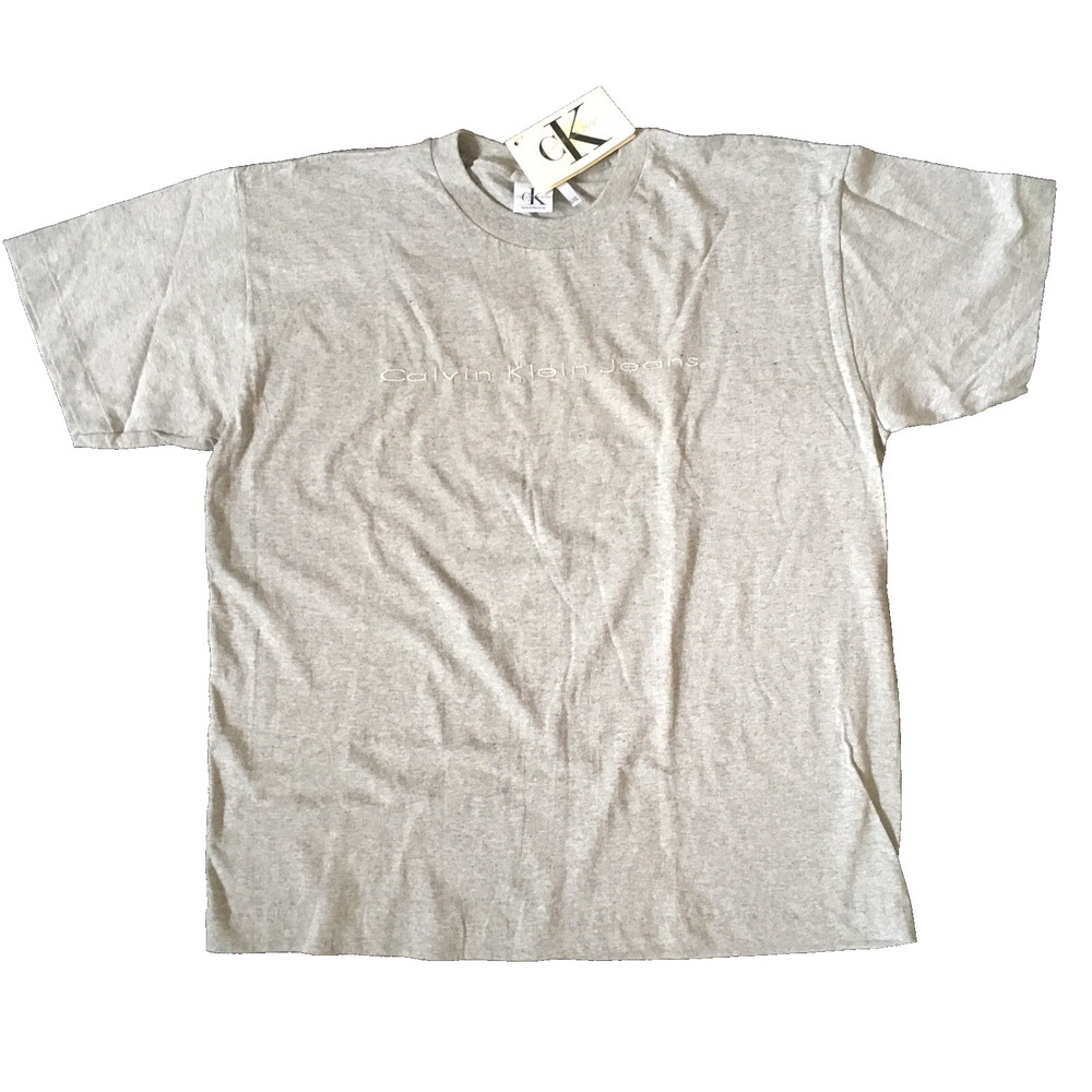 CALVIN KLEIN JEANS Men NWT Size L-XL Smokey Gray Short Sleeve Graphic T-Shirt