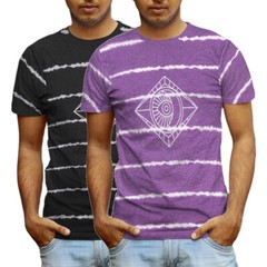 Beautiful Giant Devil’s Eye Series Mens Striped T-Shirt Crew Neck Sportwear Tee