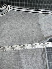 Y2K Left Coast Knit T-Shirt Adult Large Gray Striped Sleeve Cotton Knit USA Made