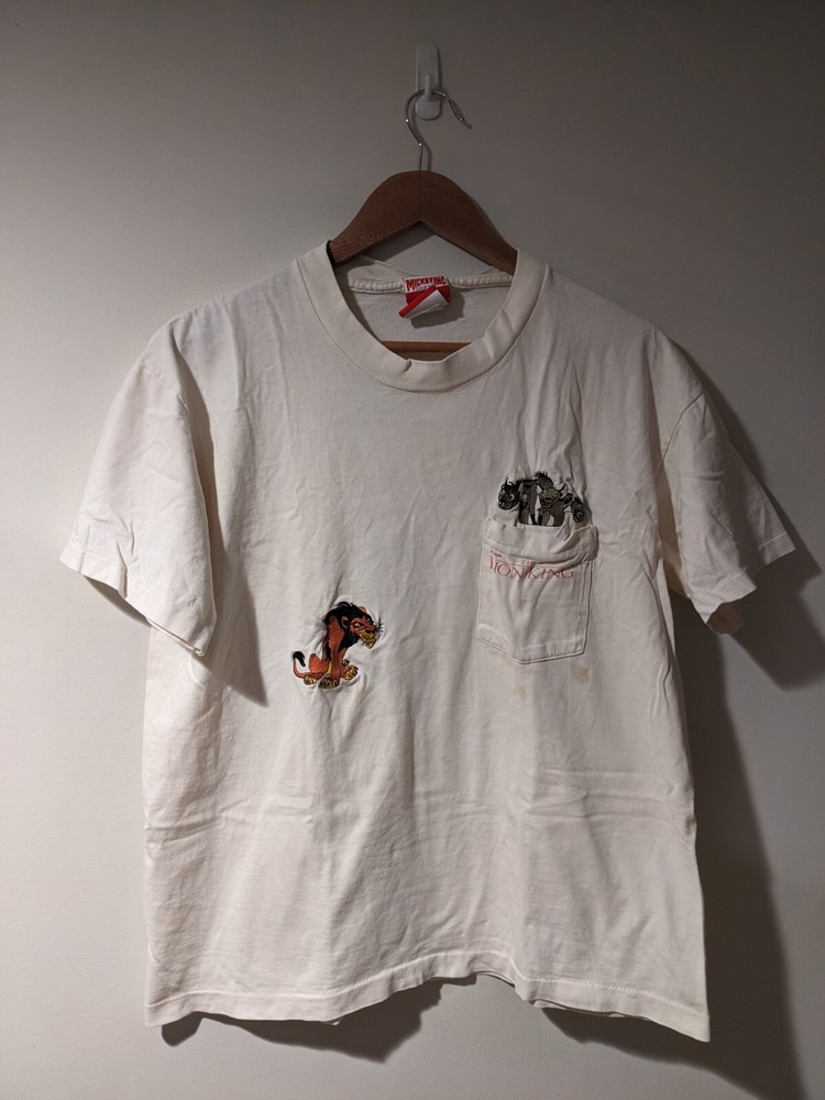 Vintage 90s The Lion King Mufasa Scar Movie Promo Disney White Large T-Shirt