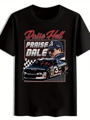 Raise Hell Praise Dale Racing Graphic Men’S T-Shirt – Black Casual Crew Neck Tee