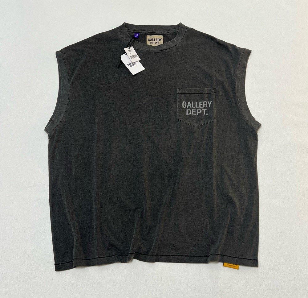 Gallery Dept Augi Sleeveless Tee Vintage Black Mens Small Pocket NWT