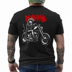 Skeleton Biker T-Shirt Chopper Motorcycle Graphic Tee Punk Metal Streetwear