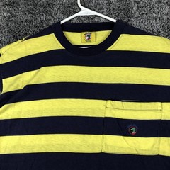 Vintage Duck Head Shirt Mens Large Yellow Navy Striped Pocket Logo USA